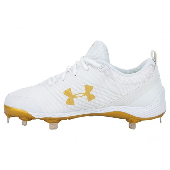 Sale - Under Armour Glyde Women's Metal Fastpitch Softball Cleats - White/Gold