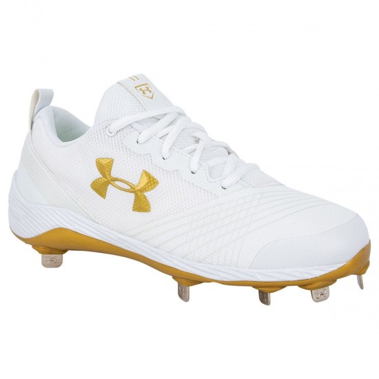 Sale - Under Armour Glyde Women's Metal Fastpitch Softball Cleats - White/Gold