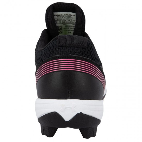 Sale - Under Armour Glyde Women's Rubber Molded Fastpitch Softball Cleats - Black/Cerise
